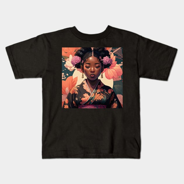 Blasian girl in Kimono Kids T-Shirt by geekmethat